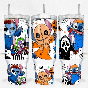 Halloween Stitch Disney Cartoon Custom Stanley Quencher 40Oz Stainless Steel Tumbler With Handle