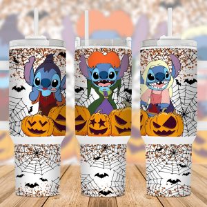 Halloween Stitch Disney Cartoon Custom Stanley Quencher 40Oz Stainless Steel Tumbler With Handle