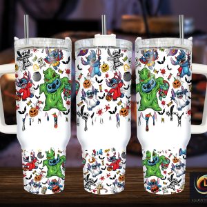 Halloween Stitch Disney Cartoon Custom Stanley Quencher 40Oz Stainless Steel Tumbler With Handle