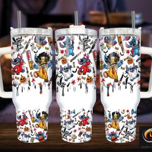 Halloween Stitch Disney Cartoon Custom Stanley Quencher 40Oz Stainless Steel Tumbler With Handle