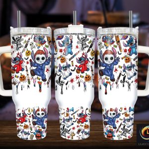 Halloween Stitch Disney Cartoon Custom Stanley Quencher 40Oz Stainless Steel Tumbler With Handle