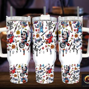 Halloween Stitch Disney Cartoon Custom Stanley Quencher 40Oz Stainless Steel Tumbler With Handle