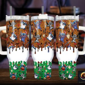 Halloween Stitch Disney Cartoon Custom Stanley Quencher 40Oz Stainless Steel Tumbler With Handle