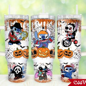 Halloween Stitch Disney Cartoon Custom Stanley Quencher 40Oz Stainless Steel Tumbler With Handle