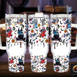 Halloween Stitch Disney Cartoon Custom Stanley Quencher 40Oz Stainless Steel Tumbler With Handle