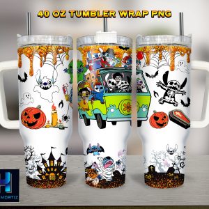 Halloween Stitch Disney Cartoon Custom Stanley Quencher 40Oz Stainless Steel Tumbler With Handle