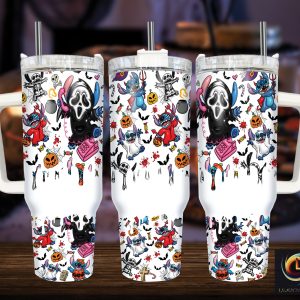 Halloween Stitch Disney Cartoon Custom Stanley Quencher 40Oz Stainless Steel Tumbler With Handle