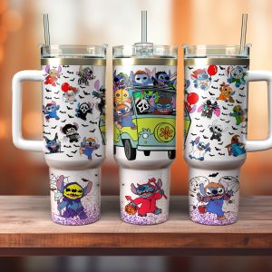 Halloween Stitch Disney Cartoon Custom Stanley Quencher 40Oz Stainless Steel Tumbler With Handle