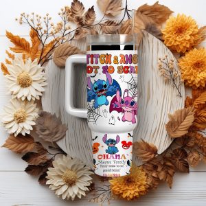 Halloween Stitch Disney Cartoon Custom Stanley Quencher 40Oz Stainless Steel Tumbler With Handle