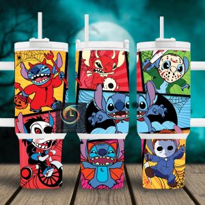 Halloween Stitch Disney Cartoon Custom Stanley Quencher 40Oz Stainless Steel Tumbler With Handle