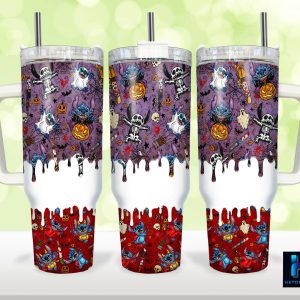 Halloween Stitch Disney Cartoon Custom Stanley Quencher 40Oz Stainless Steel Tumbler With Handle