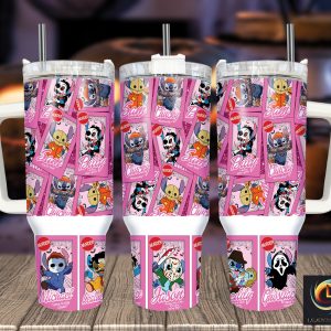 Halloween Stitch Disney Cartoon Custom Stanley Quencher 40Oz Stainless Steel Tumbler With Handle