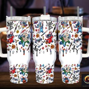 Halloween Stitch Disney Cartoon Custom Stanley Quencher 40Oz Stainless Steel Tumbler With Handle