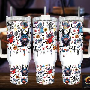 Halloween Stitch Disney Cartoon Custom Stanley Quencher 40Oz Stainless Steel Tumbler With Handle