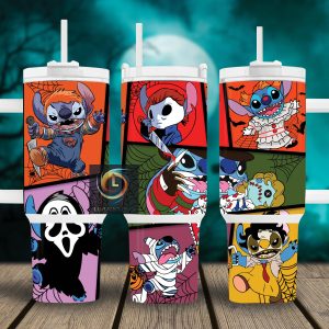 Halloween Stitch Disney Cartoon Custom Stanley Quencher 40Oz Stainless Steel Tumbler With Handle