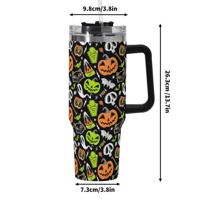 Halloween The Creeps Custom Stanley Quencher 40Oz Stainless Steel Tumbler With Handle - Image 6