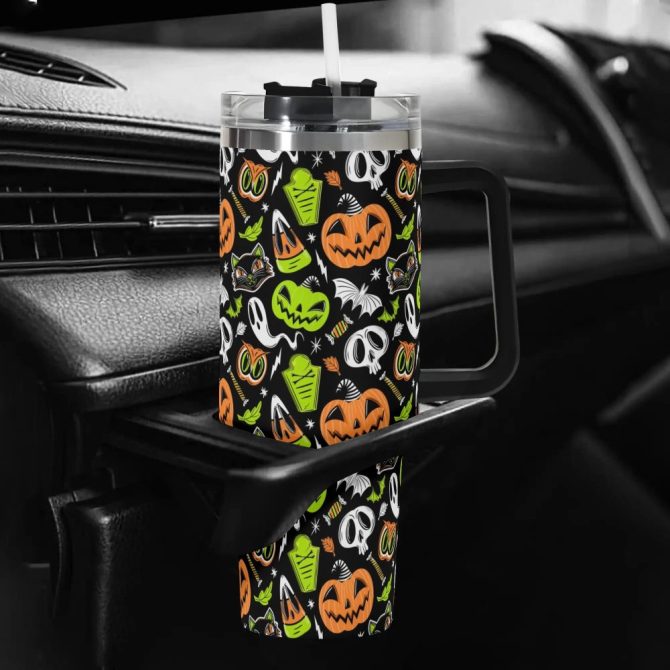 Halloween The Creeps Custom Stanley Quencher 40Oz Stainless Steel Tumbler With Handle - Image 5