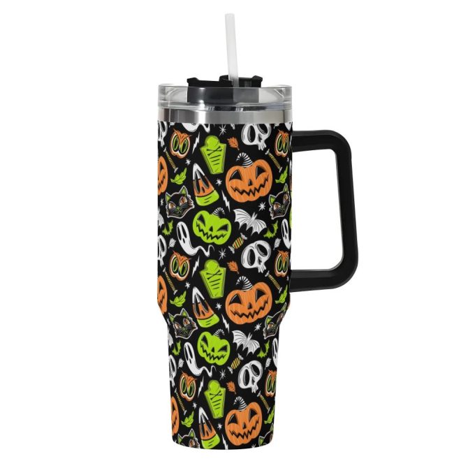 Halloween The Creeps Custom Stanley Quencher 40Oz Stainless Steel Tumbler With Handle - Image 2
