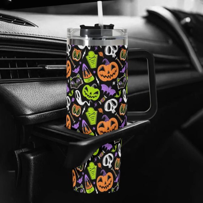 Halloween The Creeps Custom Stanley Quencher 40Oz Stainless Steel Tumbler With Handle - Image 5