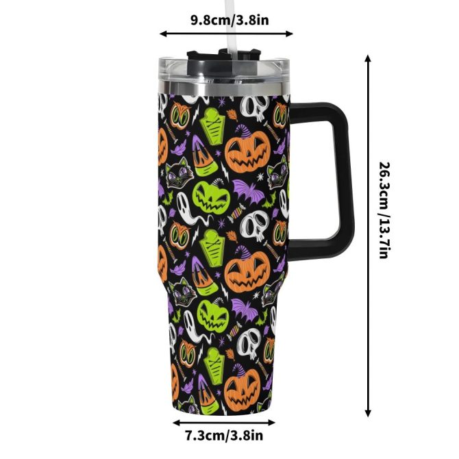 Halloween The Creeps Custom Stanley Quencher 40Oz Stainless Steel Tumbler With Handle - Image 6