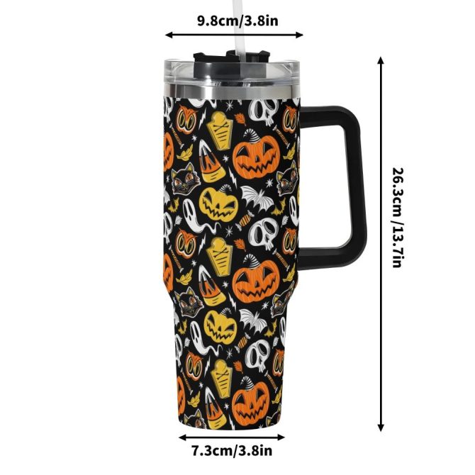 Halloween The Creeps Custom Stanley Quencher 40Oz Stainless Steel Tumbler With Handle - Image 6