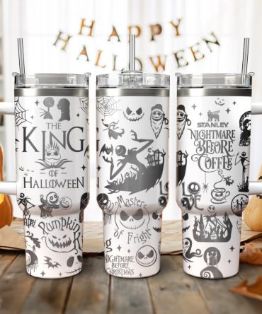 Halloween The Nightmare Before Christmas Movies Custom Stanley Quencher 40Oz Stainless Steel Tumbler With Handle