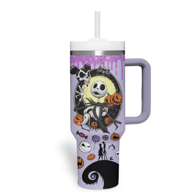 Halloween The Nightmare Before Christmas Movies Custom Stanley Quencher 40Oz Stainless Steel Tumbler With Handle - Image 4