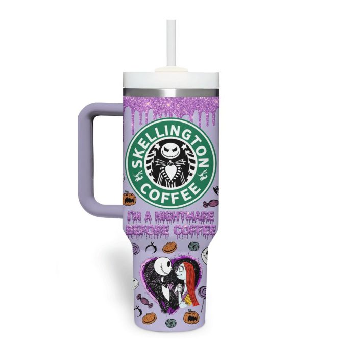 Halloween The Nightmare Before Christmas Movies Custom Stanley Quencher 40Oz Stainless Steel Tumbler With Handle - Image 3