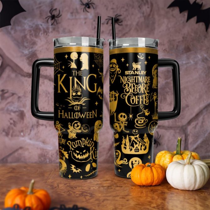 Halloween The Nightmare Before Christmas Movies Custom Stanley Quencher 40Oz Stainless Steel Tumbler With Handle