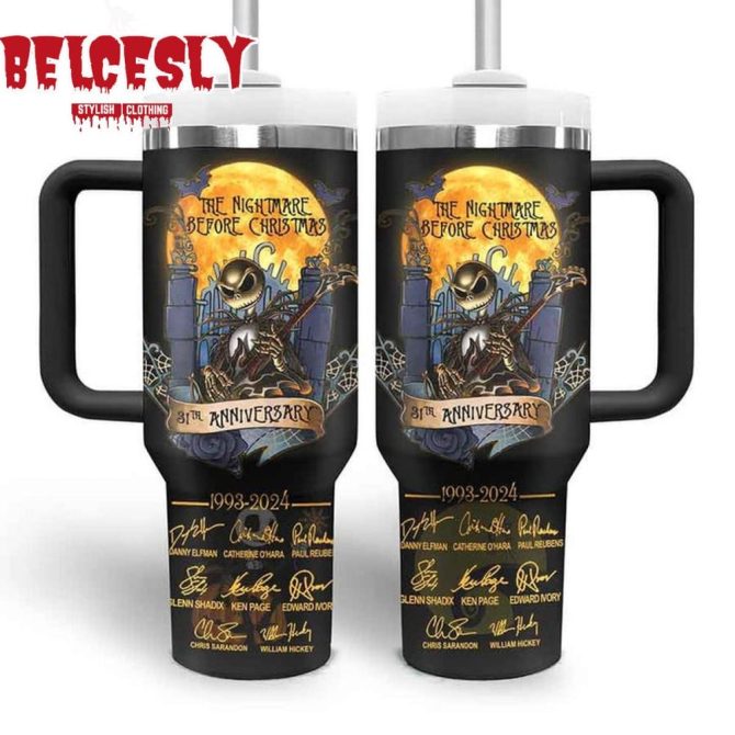 Halloween The Nightmare Before Christmas Movies Custom Stanley Quencher 40Oz Stainless Steel Tumbler With Handle - Image 3