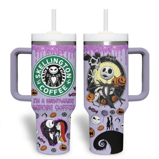 Halloween The Nightmare Before Christmas Movies Custom Stanley Quencher 40Oz Stainless Steel Tumbler With Handle - Image 2