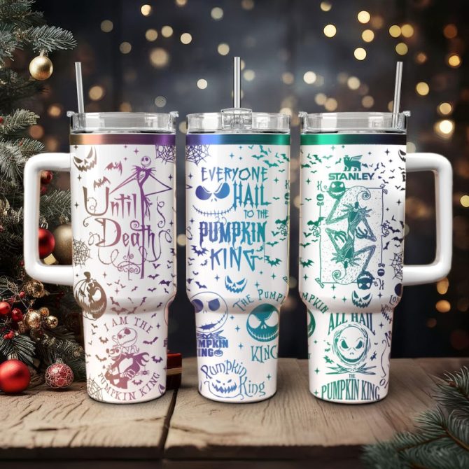 Halloween The Nightmare Before Christmas Movies Custom Stanley Quencher 40Oz Stainless Steel Tumbler With Handle
