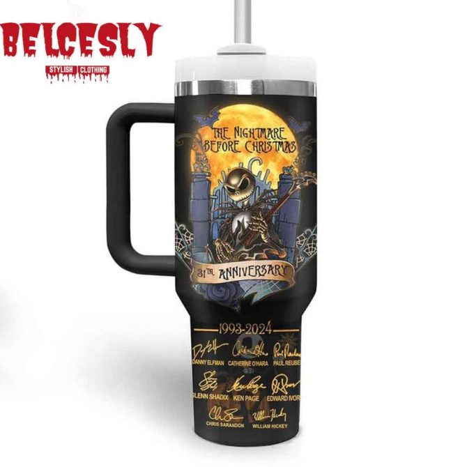 Halloween The Nightmare Before Christmas Movies Custom Stanley Quencher 40Oz Stainless Steel Tumbler With Handle - Image 4