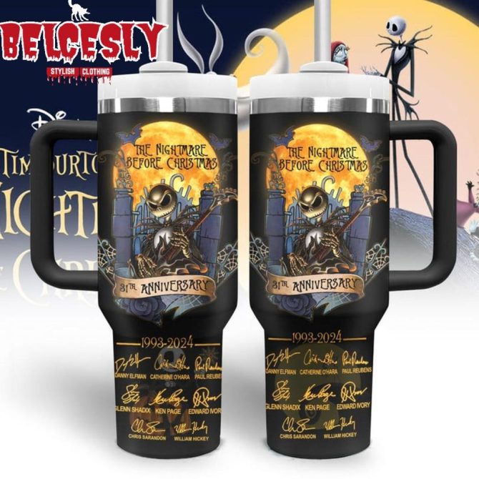 Halloween The Nightmare Before Christmas Movies Custom Stanley Quencher 40Oz Stainless Steel Tumbler With Handle - Image 2