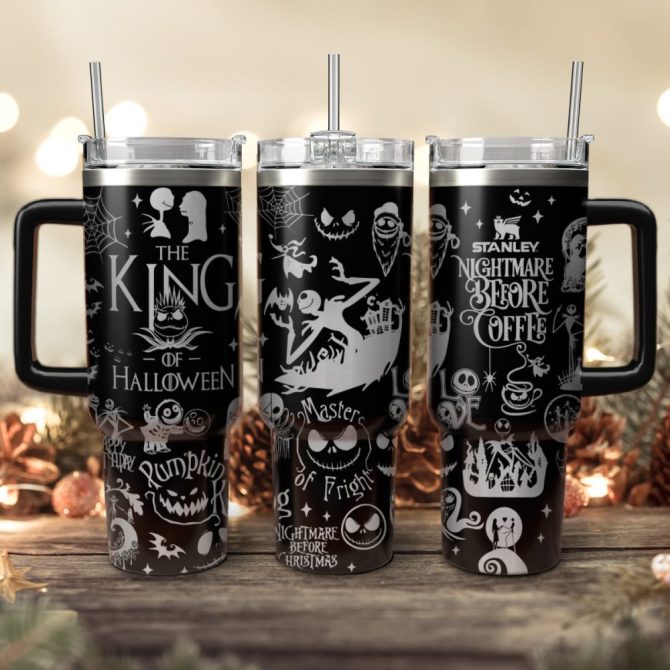 Halloween The Nightmare Before Christmas Movies Custom Stanley Quencher 40Oz Stainless Steel Tumbler With Handle