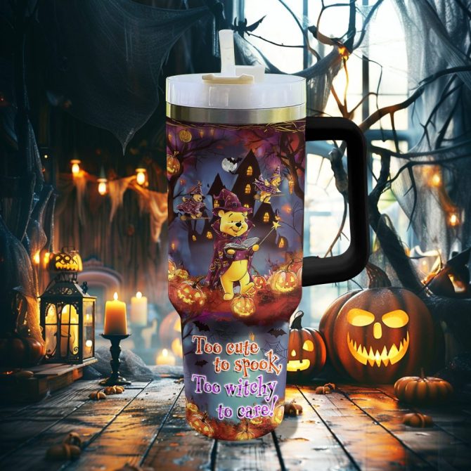 Halloween Too Cute To Spook Too Witchy To Care Custom Stanley Quencher 40Oz Stainless Steel Tumbler With Handle - Image 2