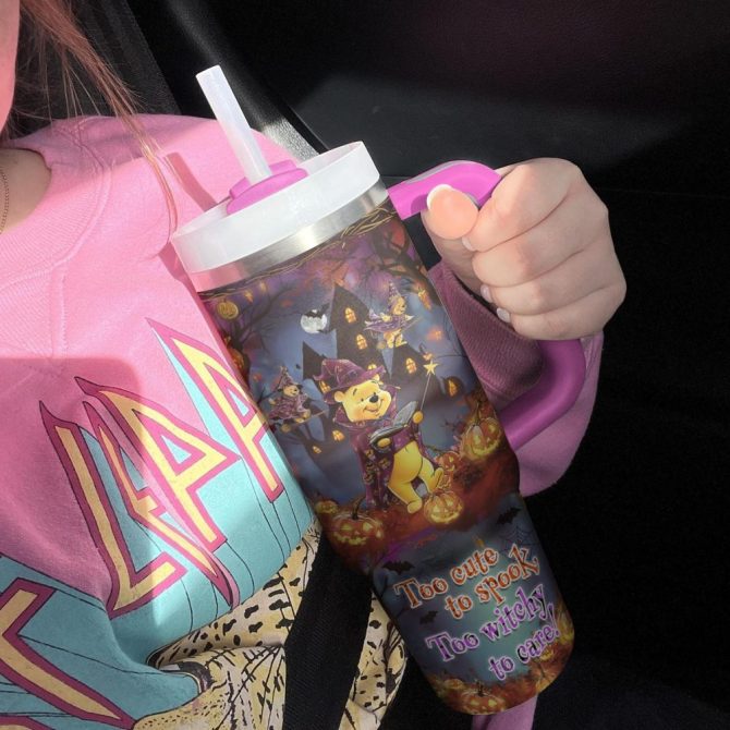 Halloween Too Cute To Spook Too Witchy To Care Custom Stanley Quencher 40Oz Stainless Steel Tumbler With Handle - Image 4