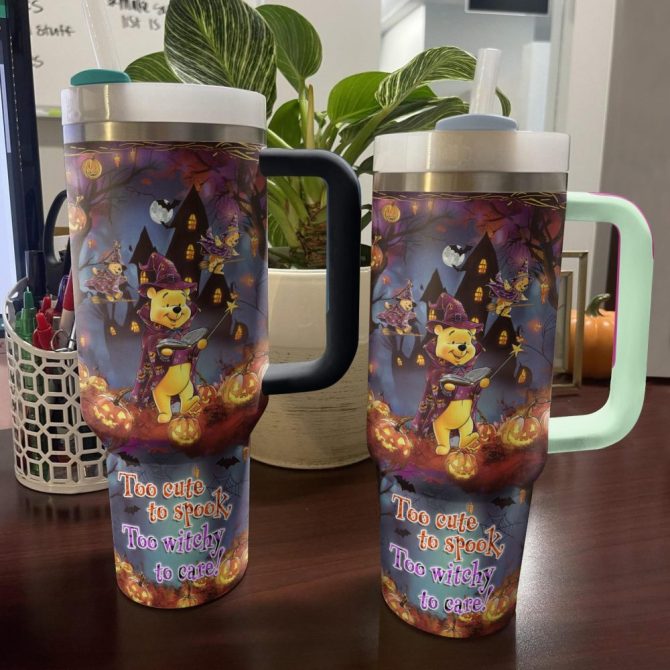 Halloween Too Cute To Spook Too Witchy To Care Custom Stanley Quencher 40Oz Stainless Steel Tumbler With Handle - Image 3
