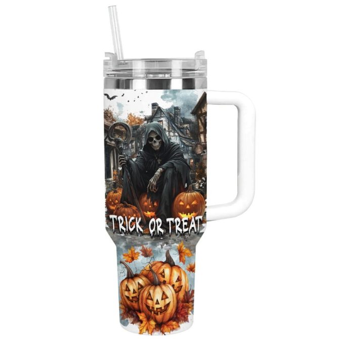 Halloween Trick Or Treat Custom Stanley Quencher 40Oz Stainless Steel Tumbler With Handle - Image 11