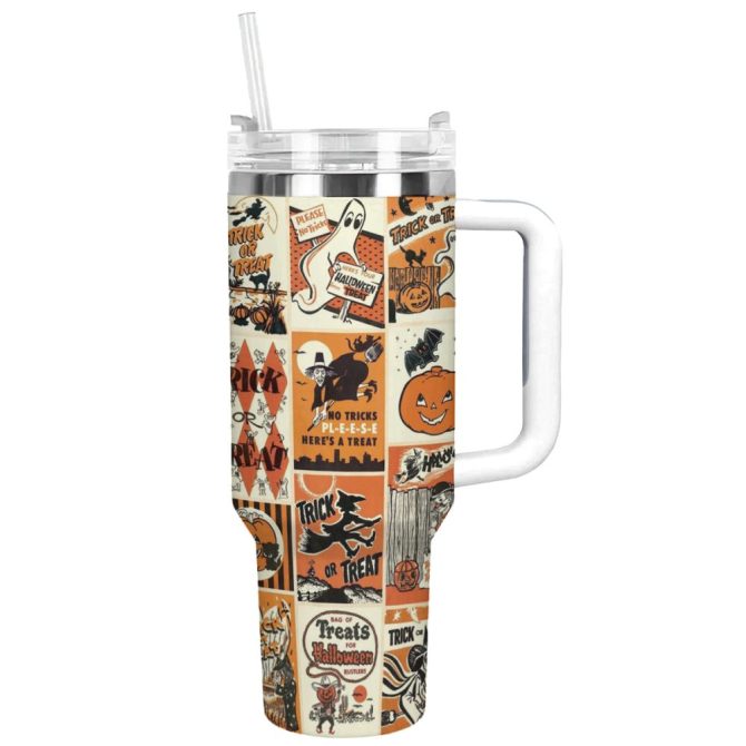 Halloween Trick Or Treat Custom Stanley Quencher 40Oz Stainless Steel Tumbler With Handle - Image 6