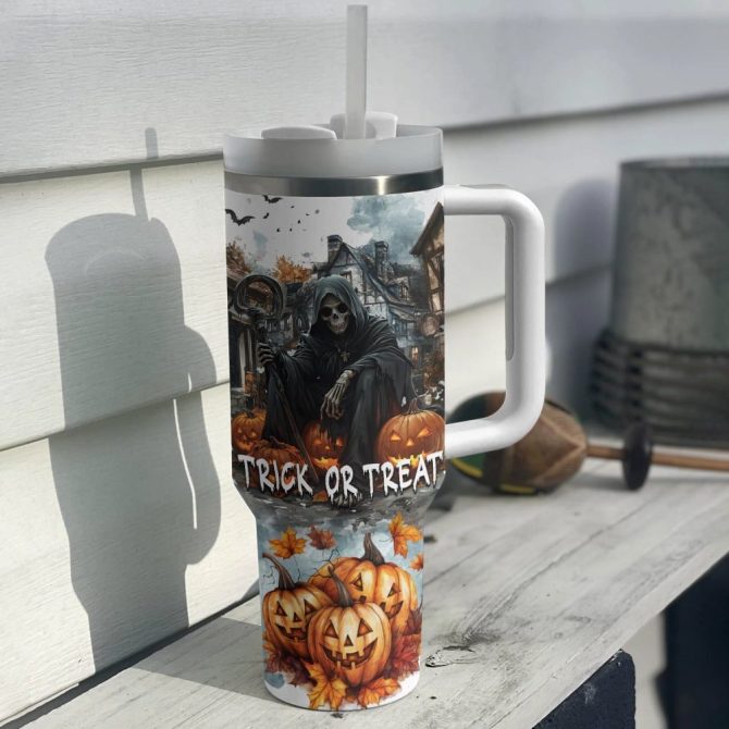 Halloween Trick Or Treat Custom Stanley Quencher 40Oz Stainless Steel Tumbler With Handle - Image 4