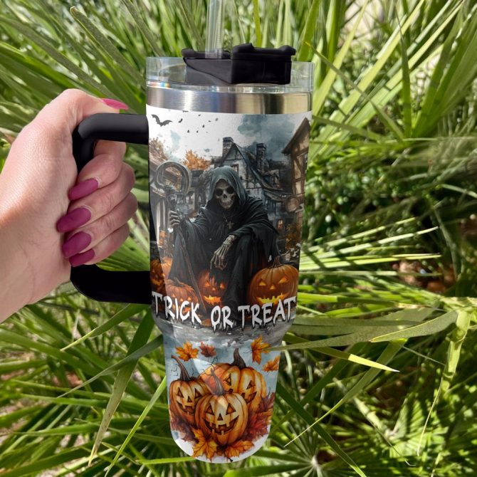 Halloween Trick Or Treat Custom Stanley Quencher 40Oz Stainless Steel Tumbler With Handle - Image 2