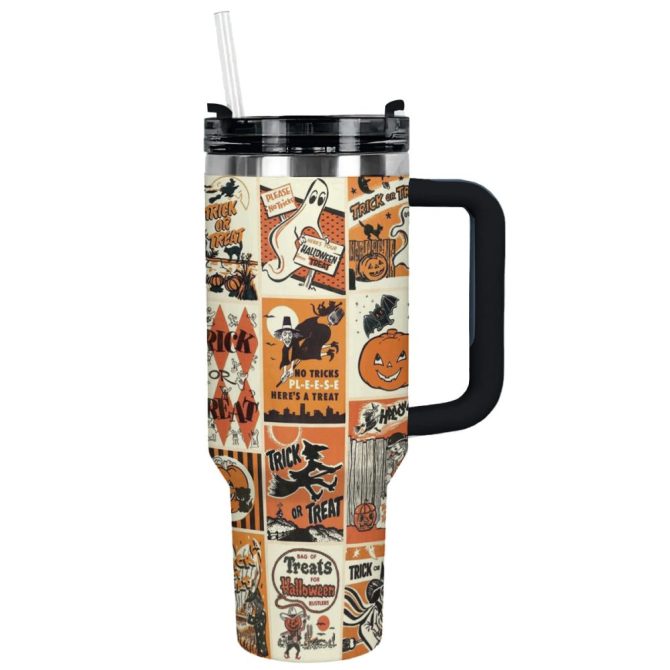Halloween Trick Or Treat Custom Stanley Quencher 40Oz Stainless Steel Tumbler With Handle - Image 7