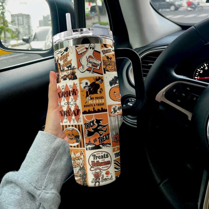 Halloween Trick Or Treat Custom Stanley Quencher 40Oz Stainless Steel Tumbler With Handle - Image 4