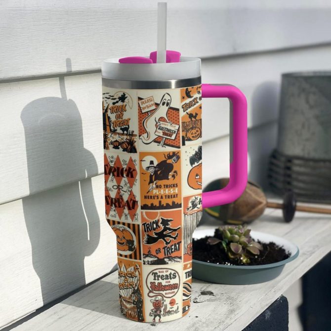 Halloween Trick Or Treat Custom Stanley Quencher 40Oz Stainless Steel Tumbler With Handle - Image 2