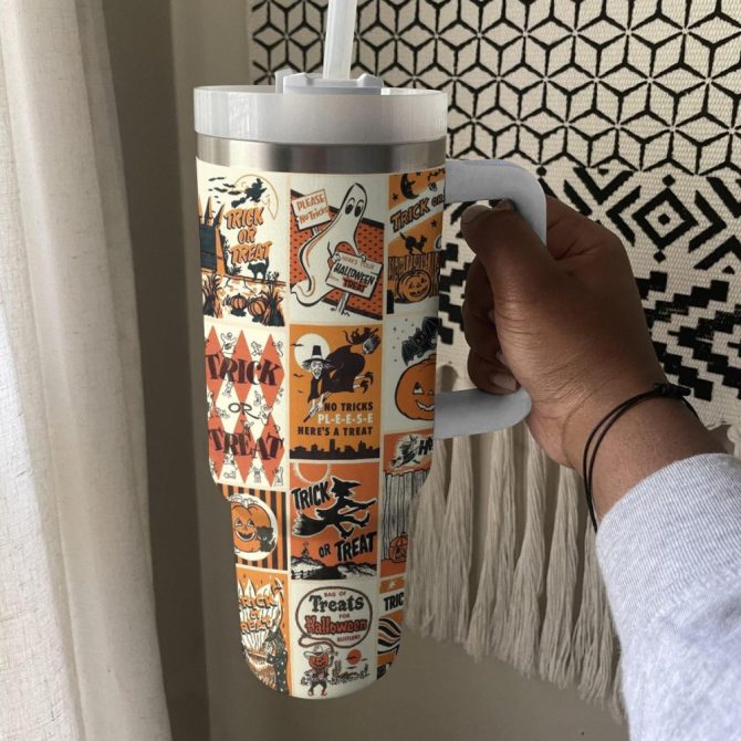 Halloween Trick Or Treat Custom Stanley Quencher 40Oz Stainless Steel Tumbler With Handle - Image 3