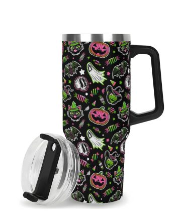 Halloween Trick Or Treat Spooky Custom Stanley Quencher 40Oz Stainless Steel Tumbler With Handle