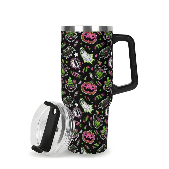 Halloween Trick Or Treat Spooky Custom Stanley Quencher 40Oz Stainless Steel Tumbler With Handle