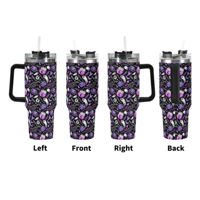 Halloween Trick Or Treat Spooky Custom Stanley Quencher 40Oz Stainless Steel Tumbler With Handle - Image 3