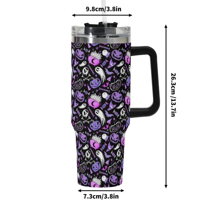Halloween Trick Or Treat Spooky Custom Stanley Quencher 40Oz Stainless Steel Tumbler With Handle - Image 6